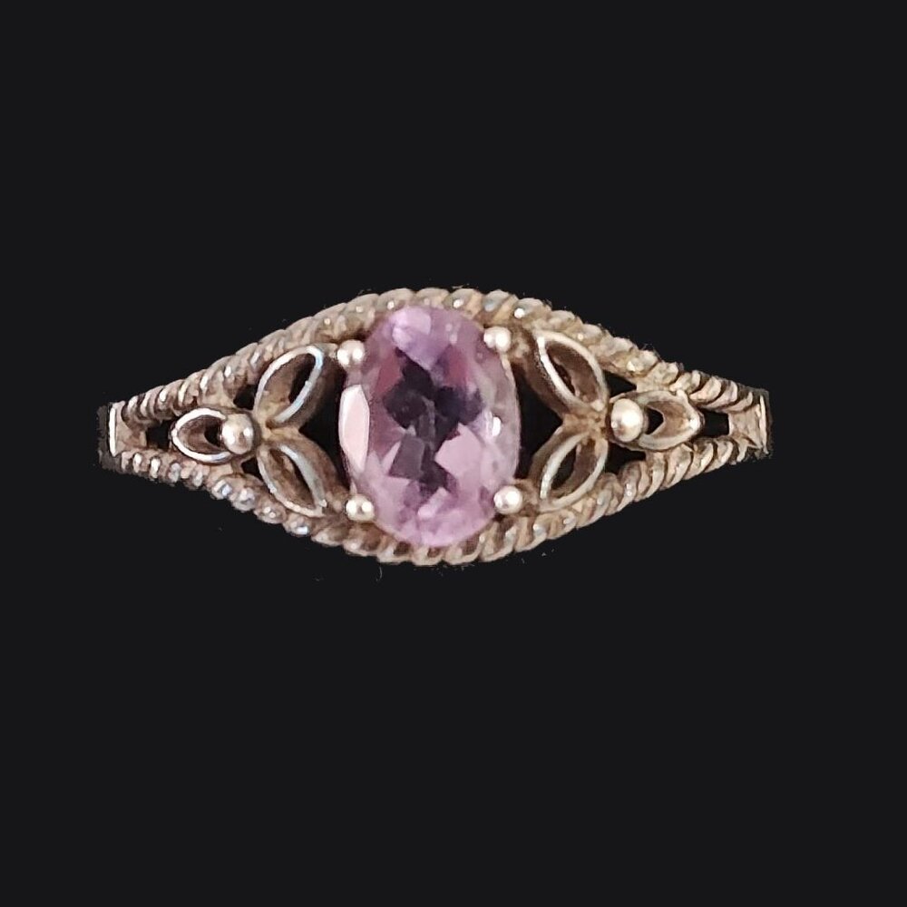 Vintage Avon RJ Graziano Sterling Silver Amethyst Filigree Ring Sz 9.75 - Picture 2 of 6